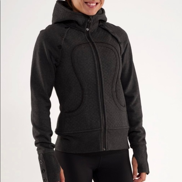 Sz2*Rare*Lululemon Special Edition Scuba hoodie detachable sleeves deep coal EUC - Picture 1 of 16